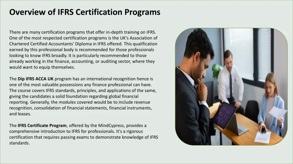 overview of ifrs certification programs