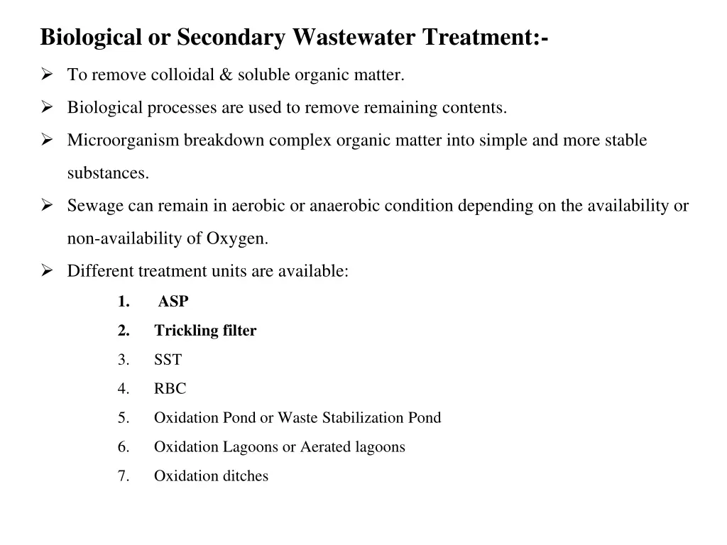 biological or secondary wastewater treatment