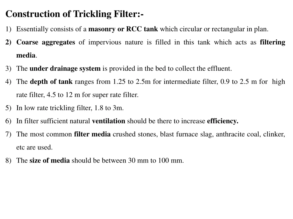 construction of trickling filter