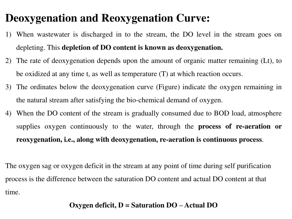 deoxygenation and reoxygenation curve