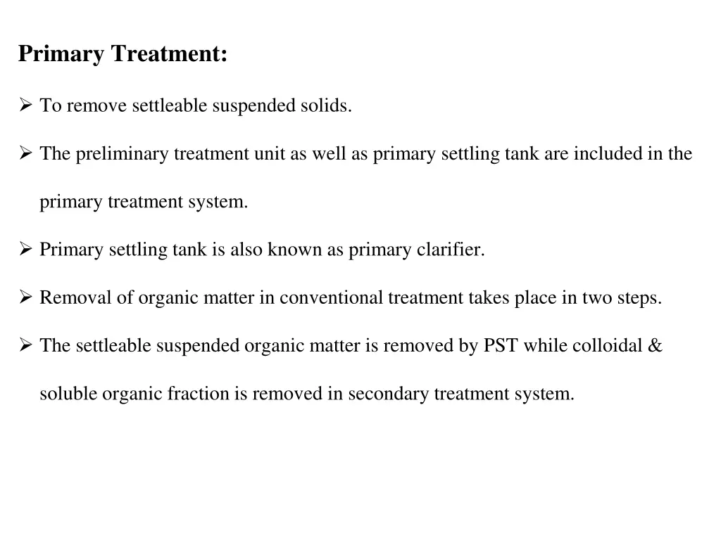 primary treatment