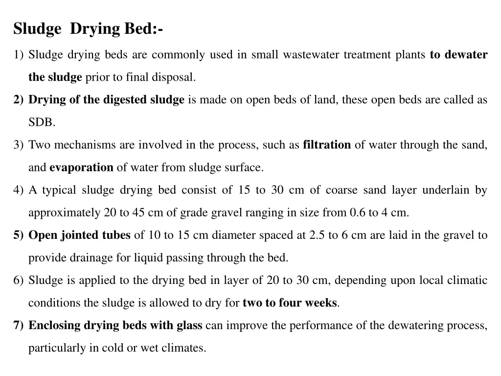 sludge drying bed