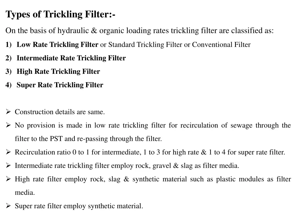 types of trickling filter