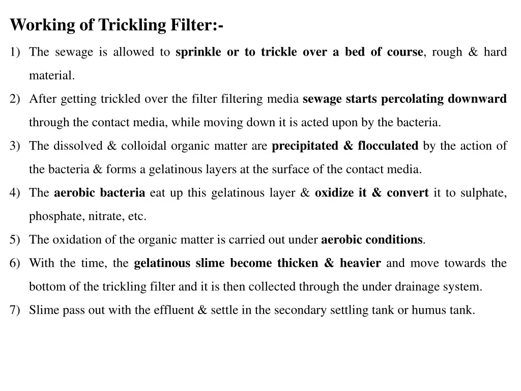 working of trickling filter