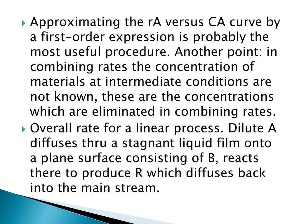 approximating the ra versus ca curve by a first