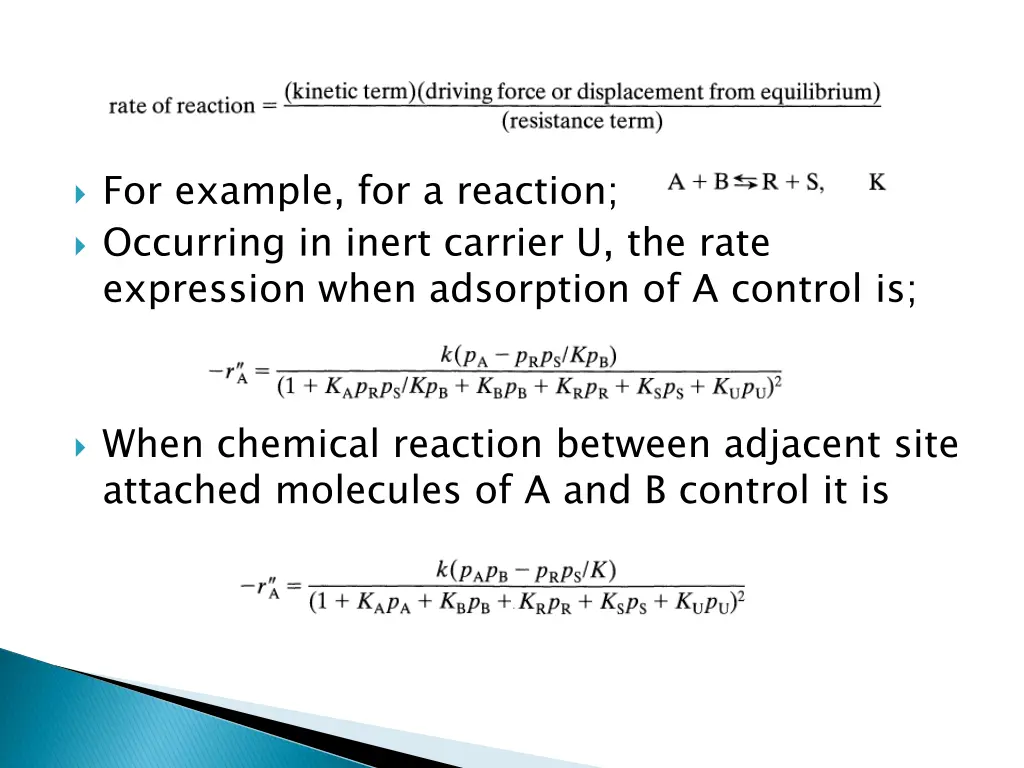 for example for a reaction occurring in inert