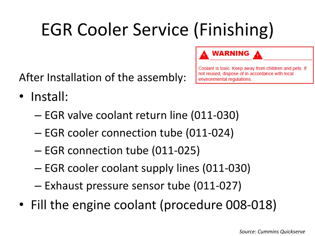 egr cooler service finishing