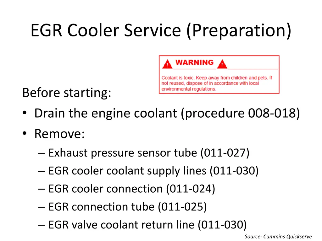 egr cooler service preparation