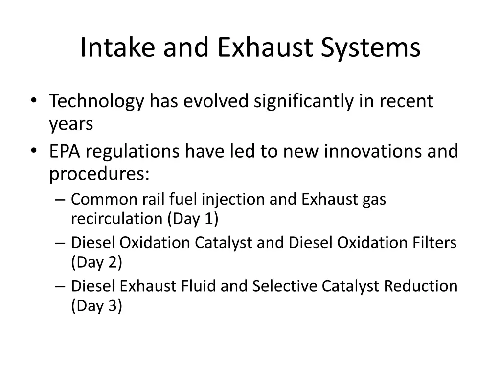 intake and exhaust systems