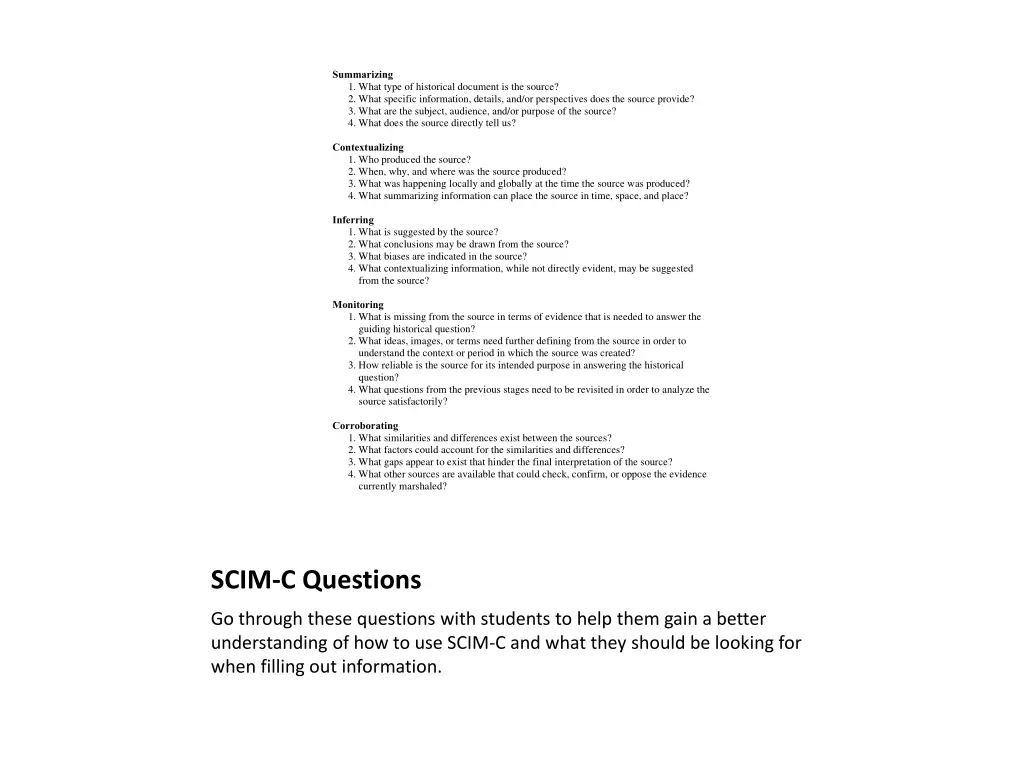 the scim c strategy summarizing 1 what type