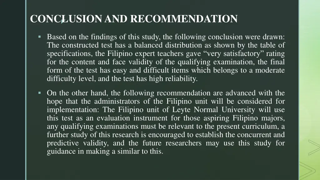 conclusion and recommendation