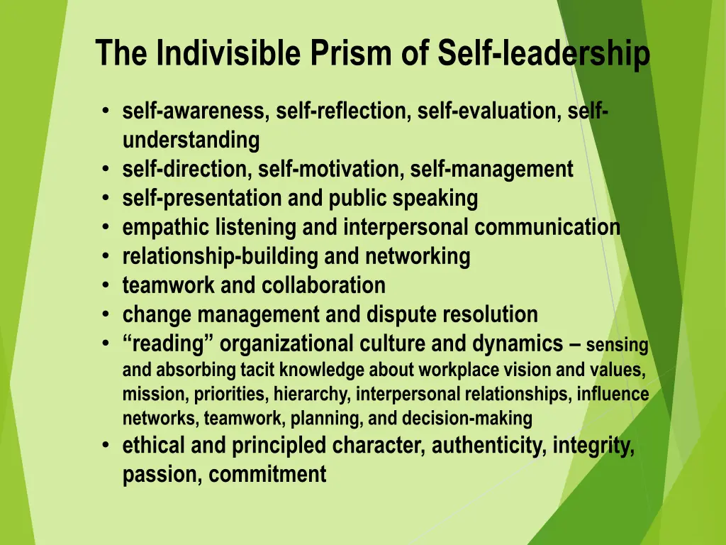 the indivisible prism of self leadership self