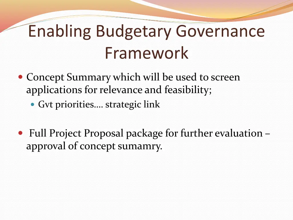 enabling budgetary governance framework