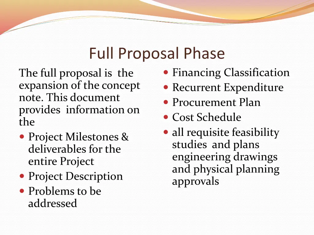 full proposal phase the full proposal