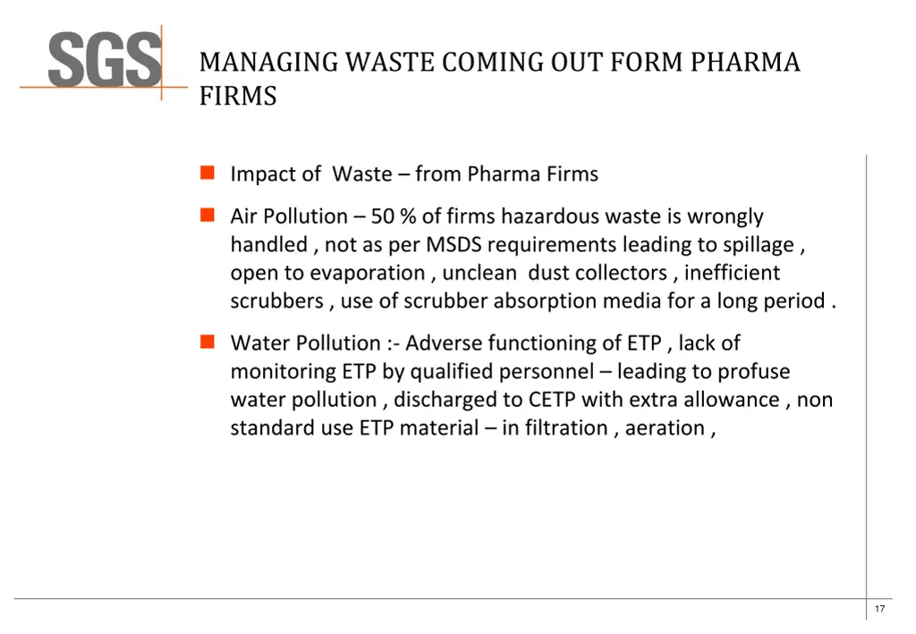 managing waste coming out form pharma firms