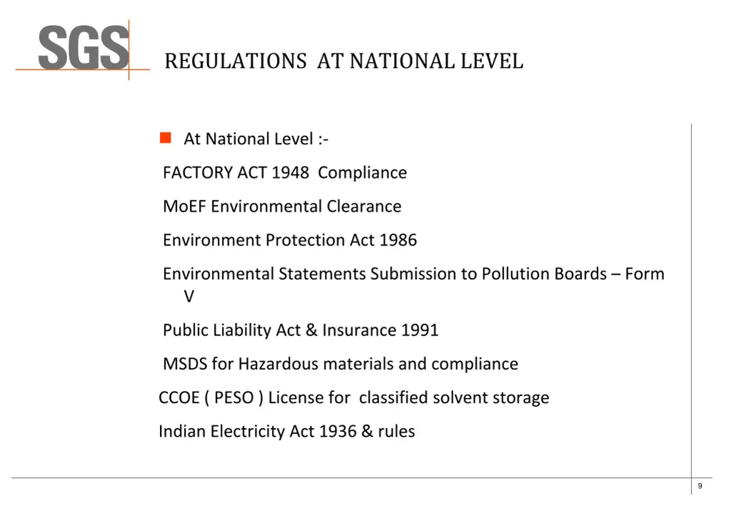 regulations at national level