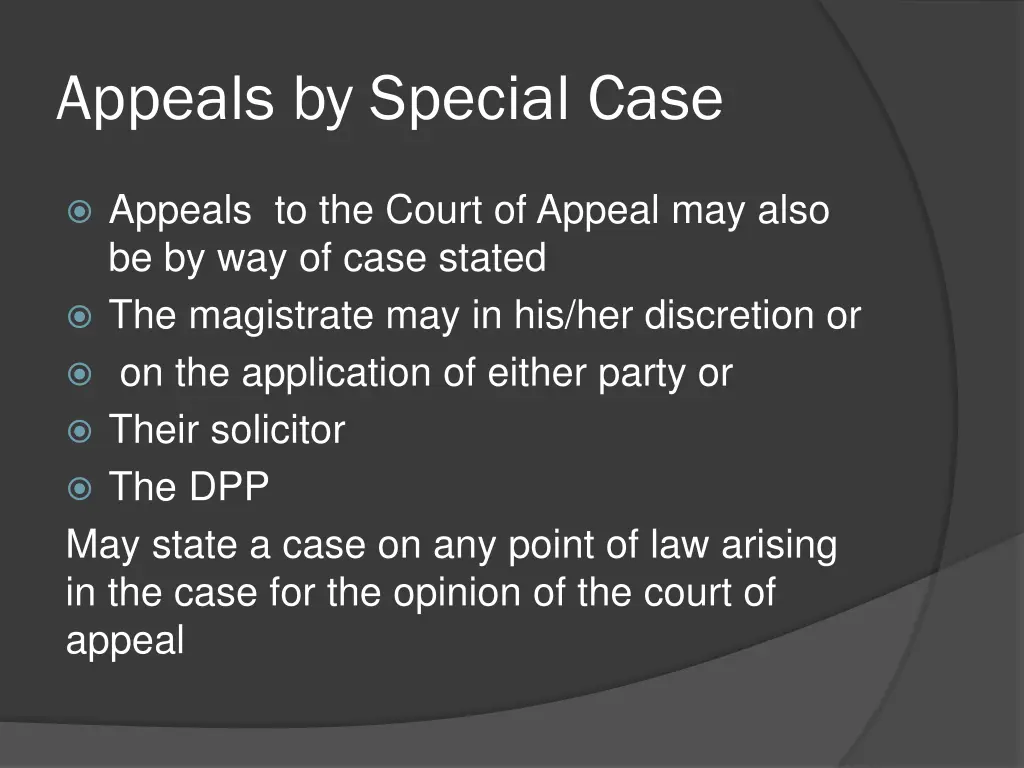 appeals by special case