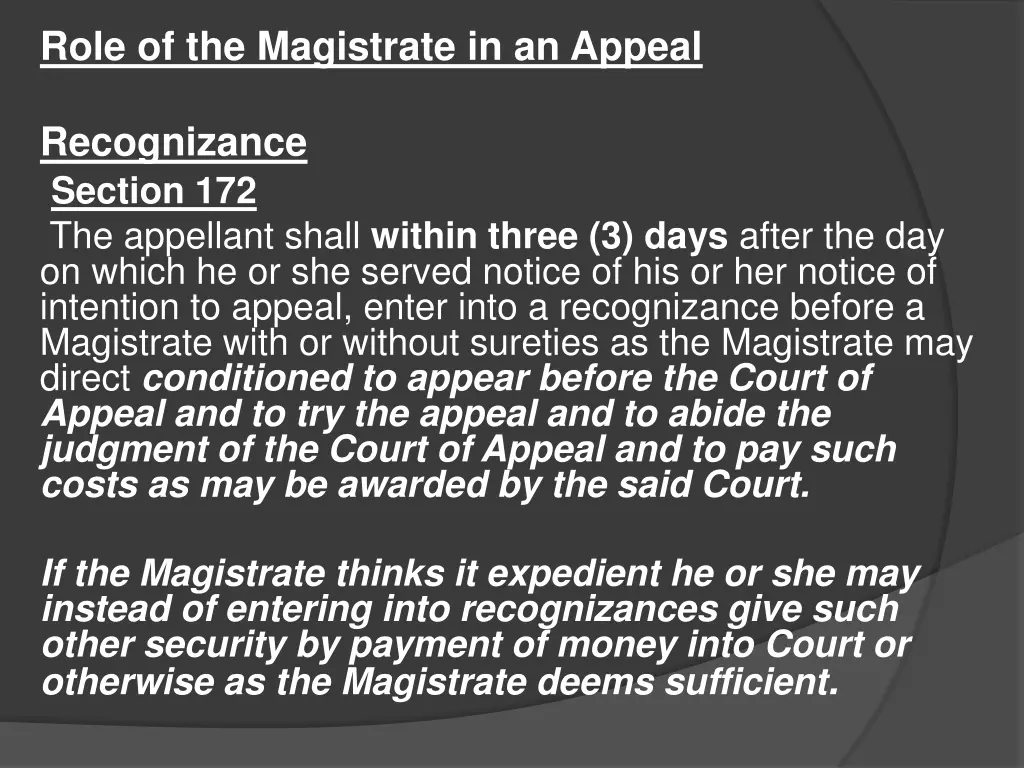 role of the magistrate in an appeal