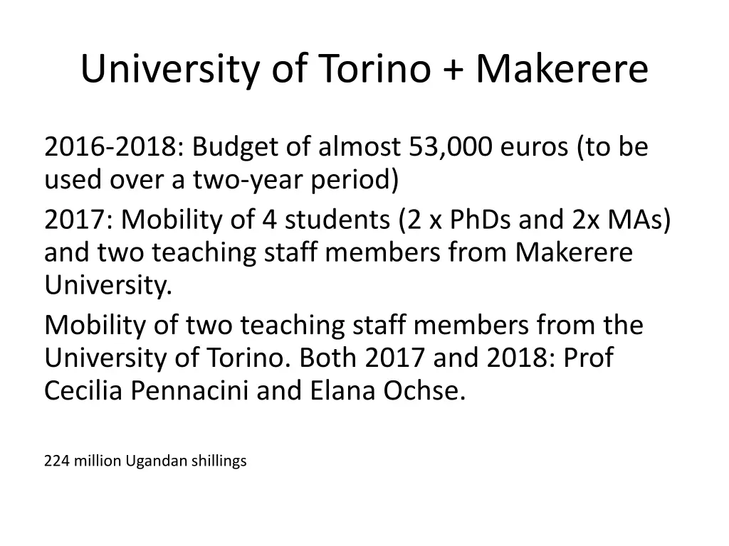 university of torino makerere