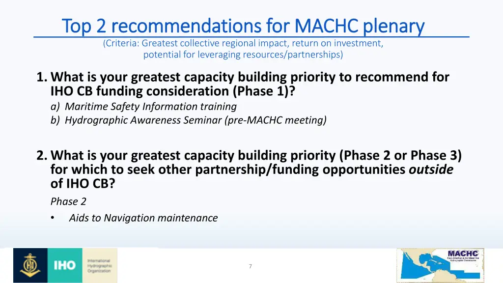 top 2 recommendations for machc plenary