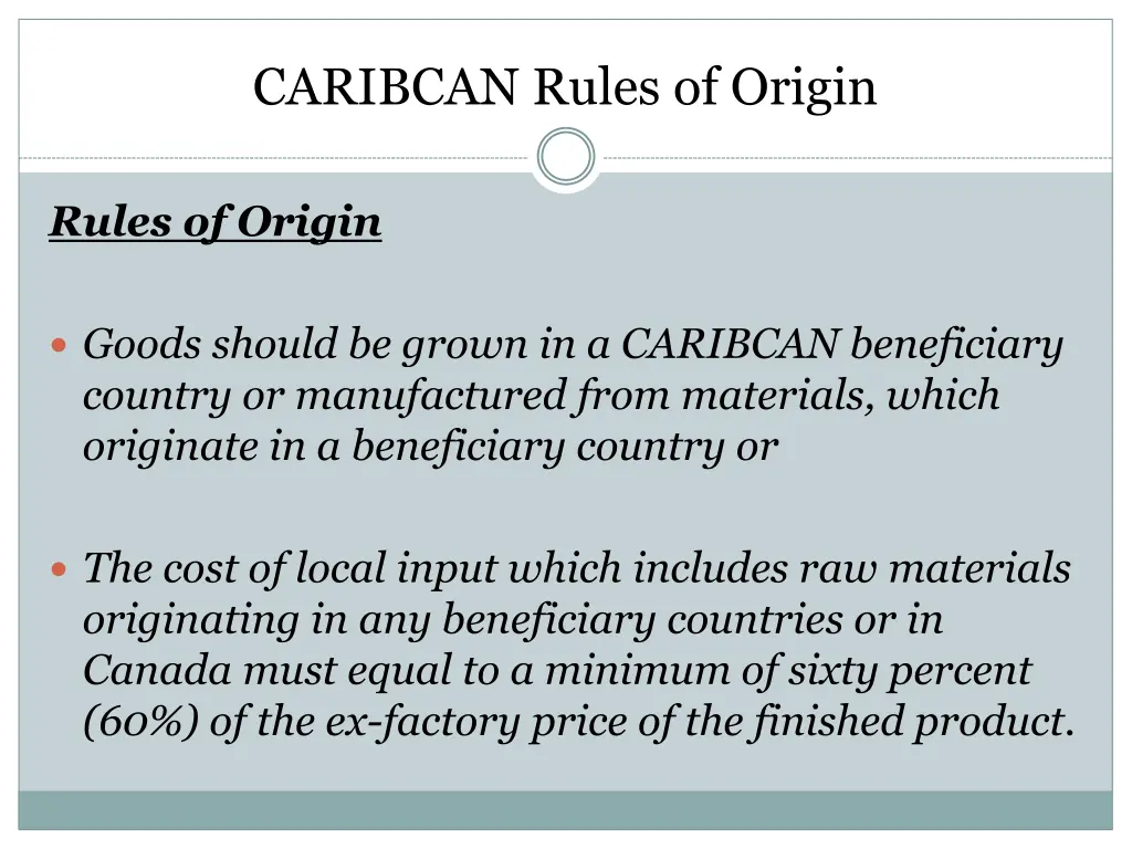 caribcan rules of origin