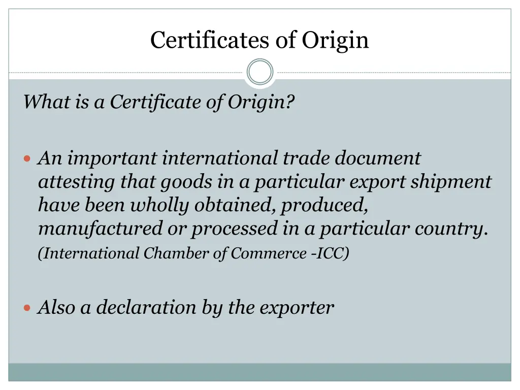 certificates of origin