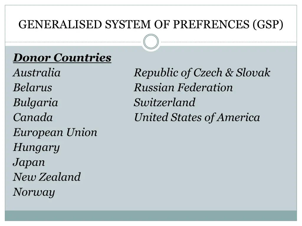 generalised system of prefrences gsp 1