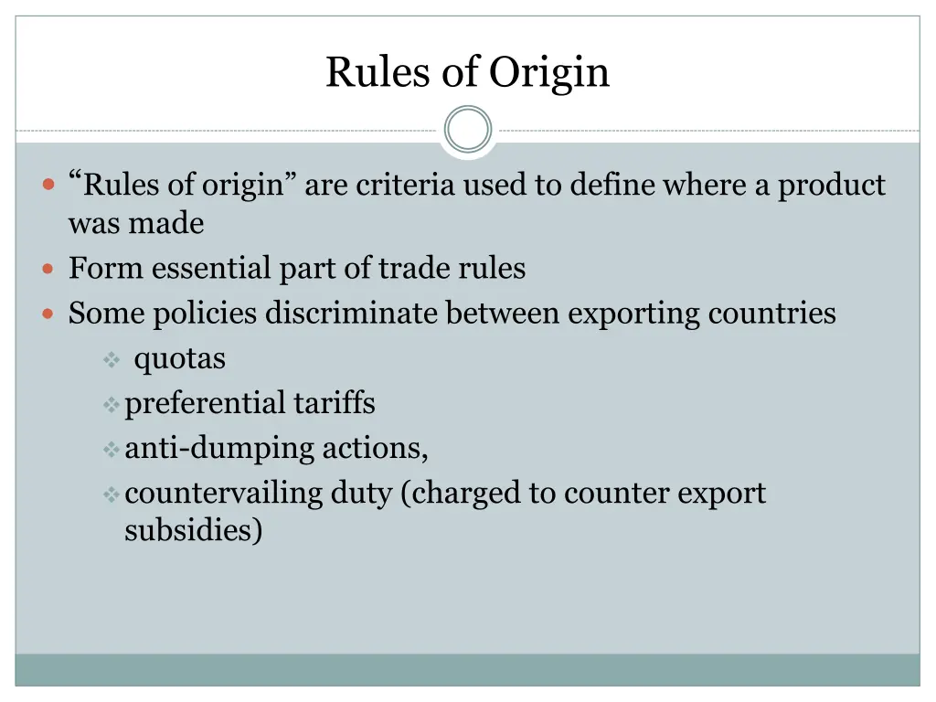 rules of origin 1