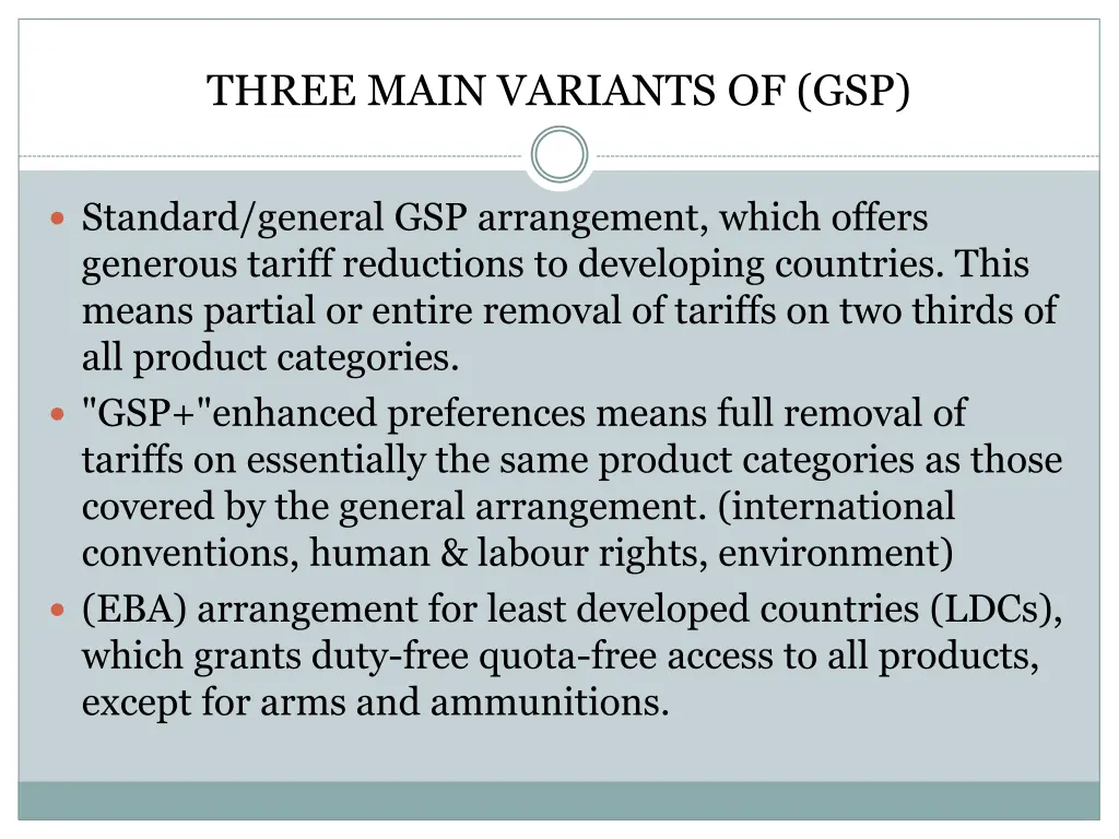 three main variants of gsp