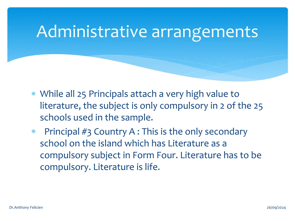 administrative arrangements