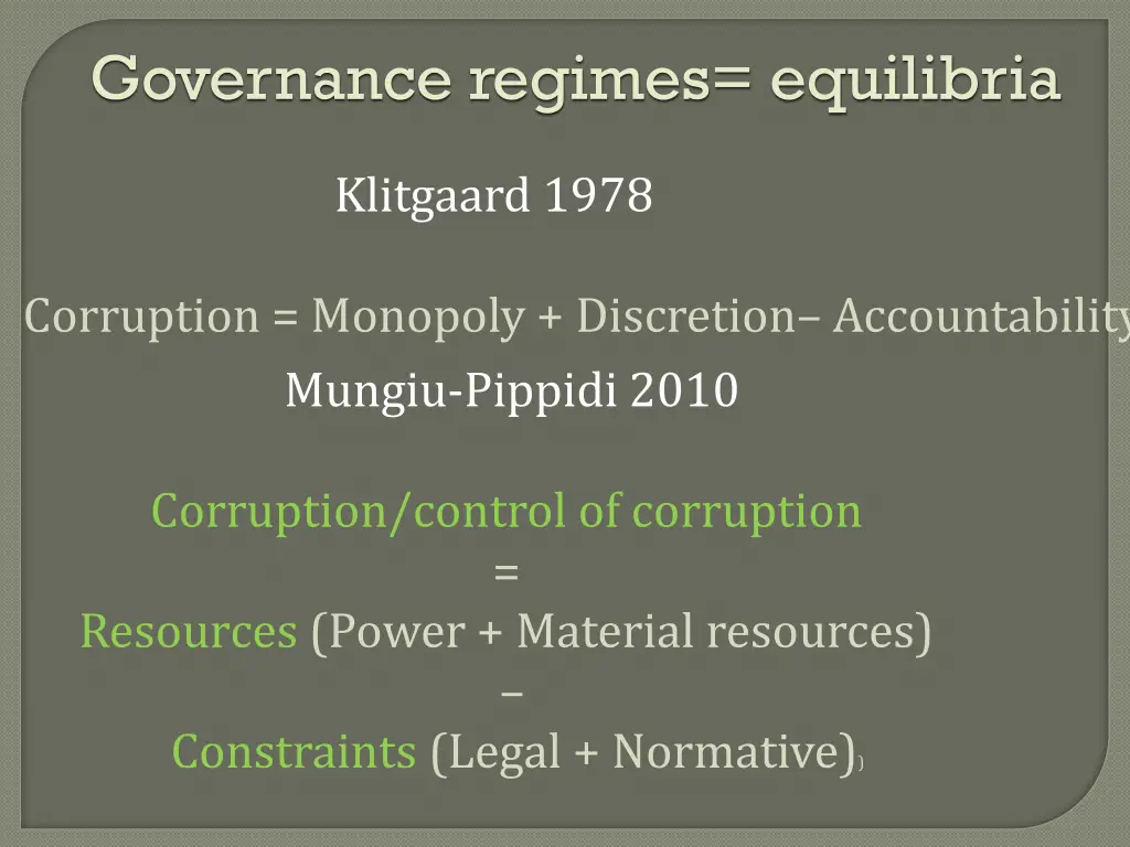 governance regimes equilibria