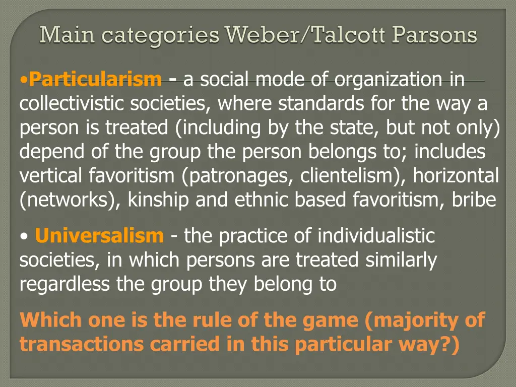 particularism a social mode of organization