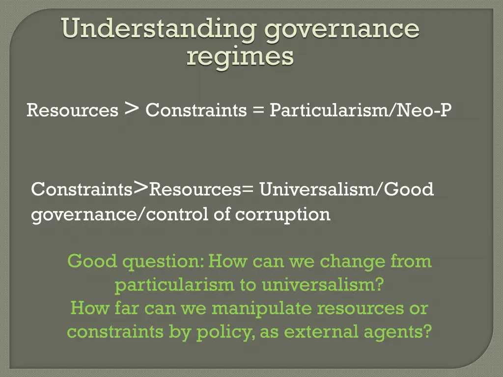 understanding governance regimes