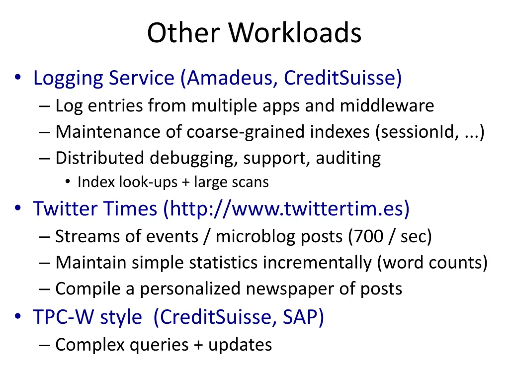 other workloads