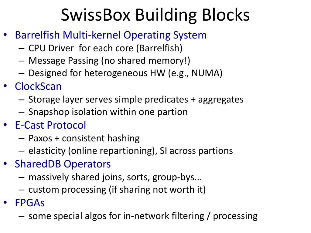 swissbox building blocks barrelfish multi kernel