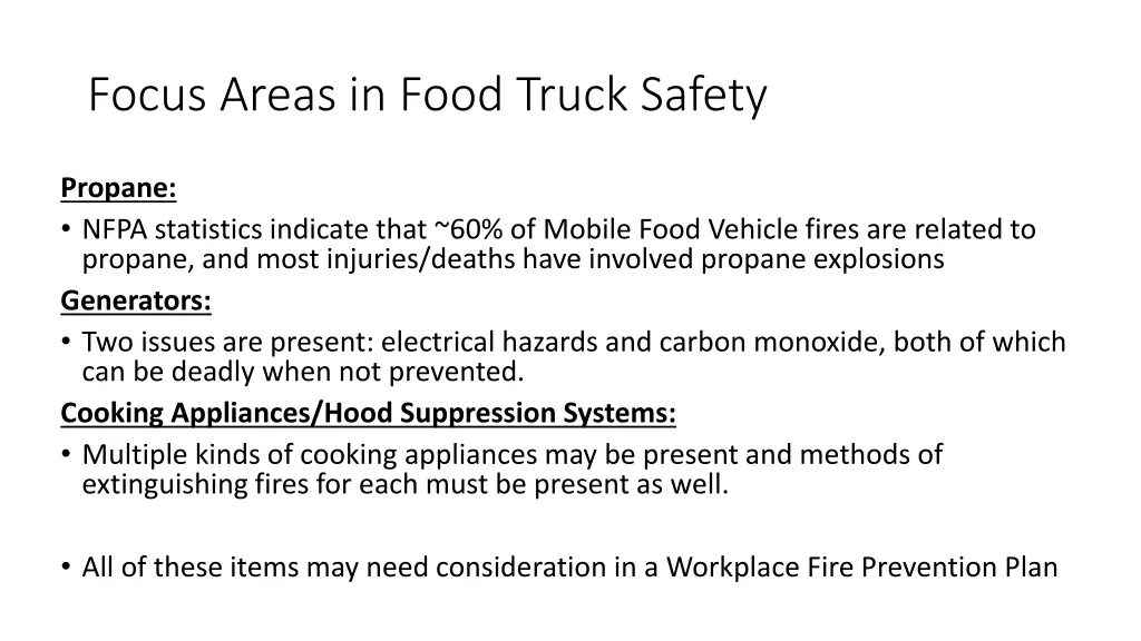 focus areas in food truck safety