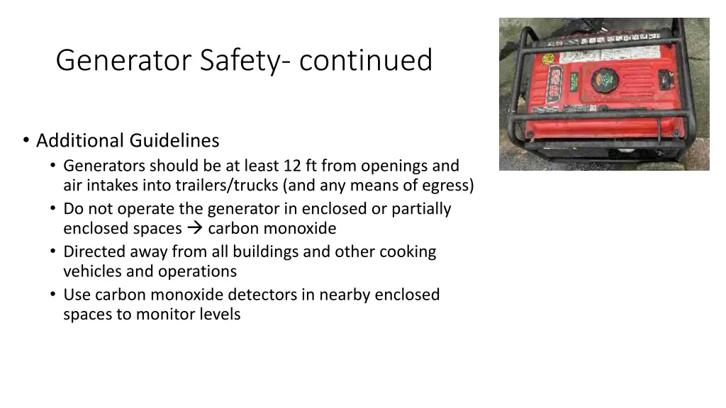 generator safety continued