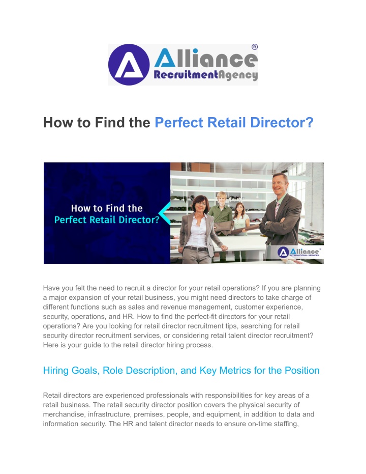 how to find the perfect retail director