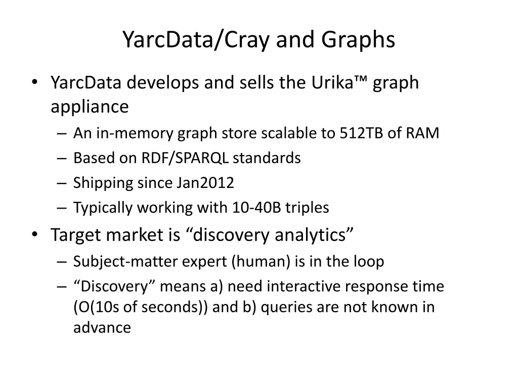 yarcdata cray and graphs