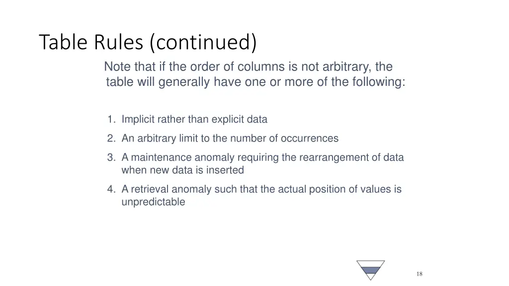 table rules continued note that if the order