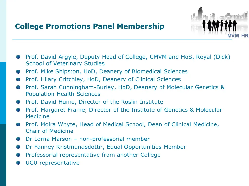 college promotions panel membership