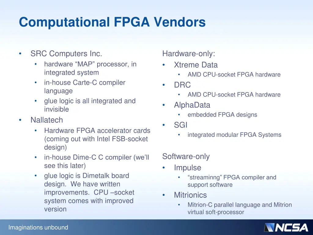 computational fpga vendors