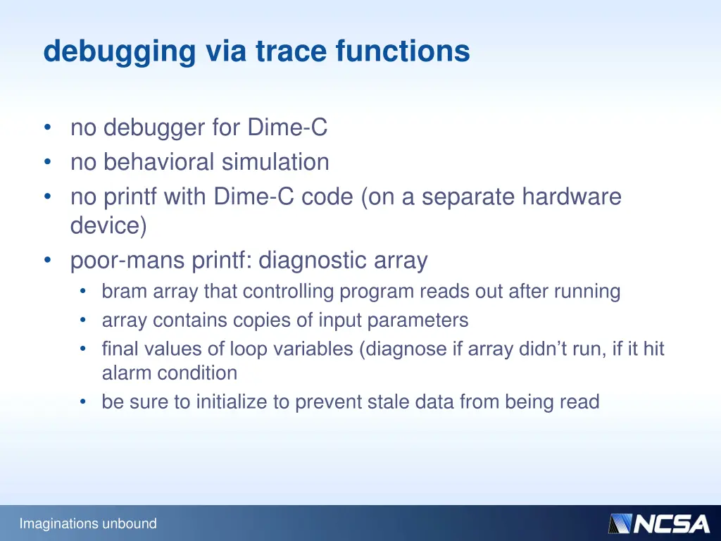 debugging via trace functions