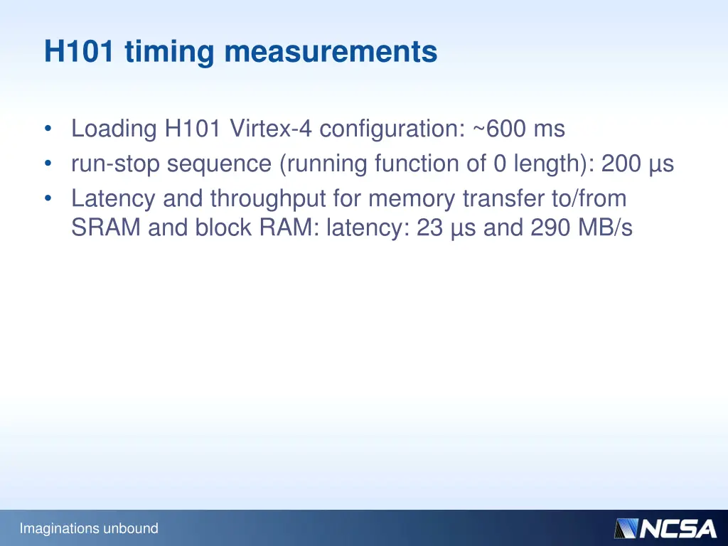 h101 timing measurements