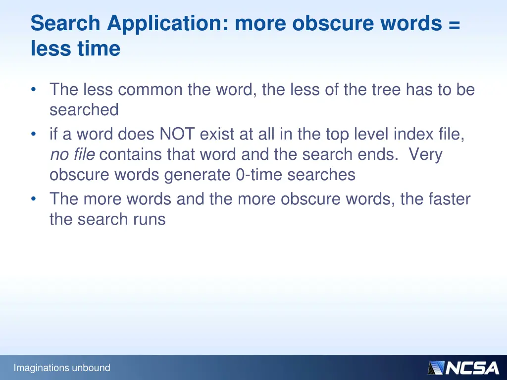 search application more obscure words less time