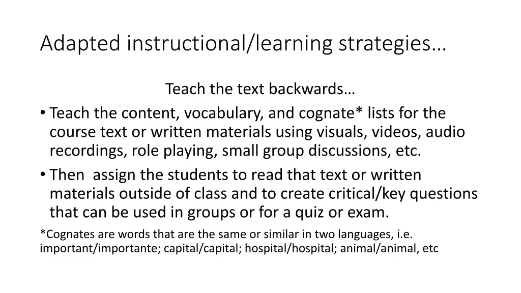 adapted instructional learning strategies