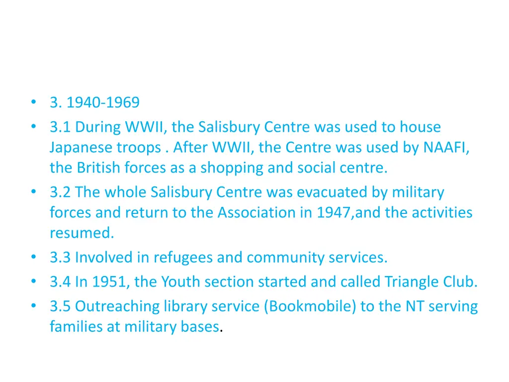 3 1940 1969 3 1 during wwii the salisbury centre