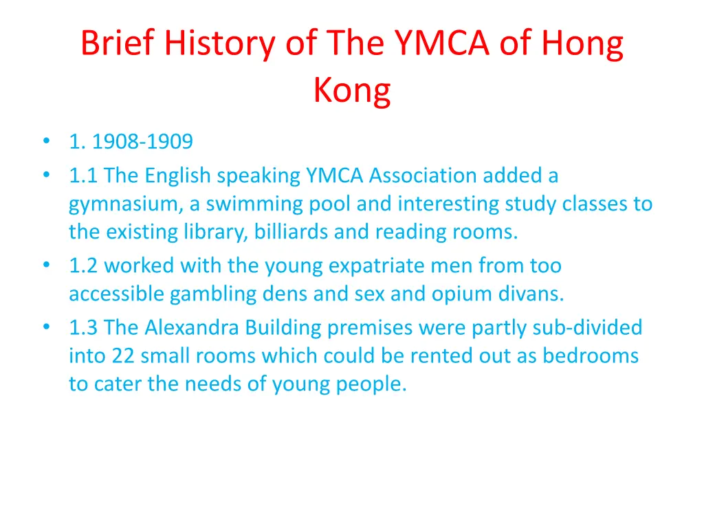 brief history of the ymca of hong kong