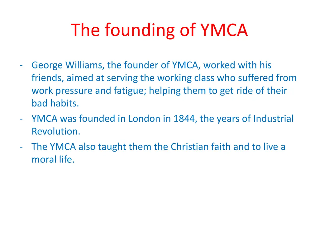 the founding of ymca