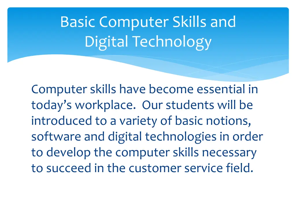 basic computer skills and digital technology